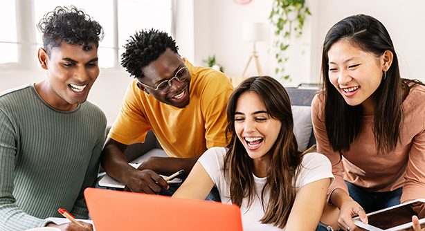 Young leader speaking with students
